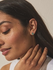 Sterling Silver Turqoise Stone Stud Earrings - Image 3 of 6