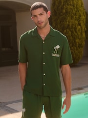 Green Back Print Short Sleeve Shirts - Image 1 of 9