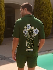 Green Back Print Short Sleeve Shirts - Image 3 of 9