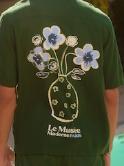 Green Back Print Short Sleeve Shirts - Image 4 of 9