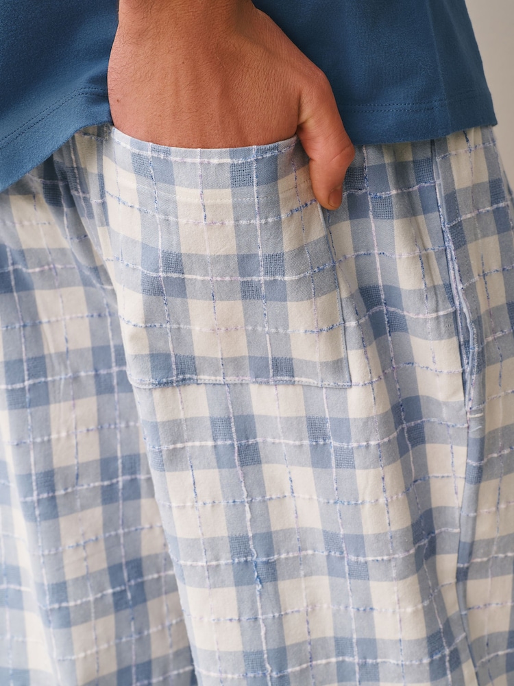 Blue Eid Check Short Sleeve Pyjamas Set - Image 6 of 6
