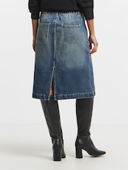 Simply Be Blue Vintage Wash Knee Length Skirt - Image 3 of 4