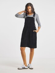 Simply Be Black Cord Mini Dungaree Dress - Image 3 of 4