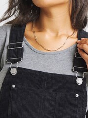 Simply Be Black Cord Mini Dungaree Dress - Image 4 of 4