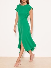 Lipsy Short Sleeve Ruched Split Midi Dress - Imagen 1 de 5