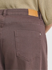 Simply Be Brown Pleated Wide Leg Jeans - Image 4 of 4