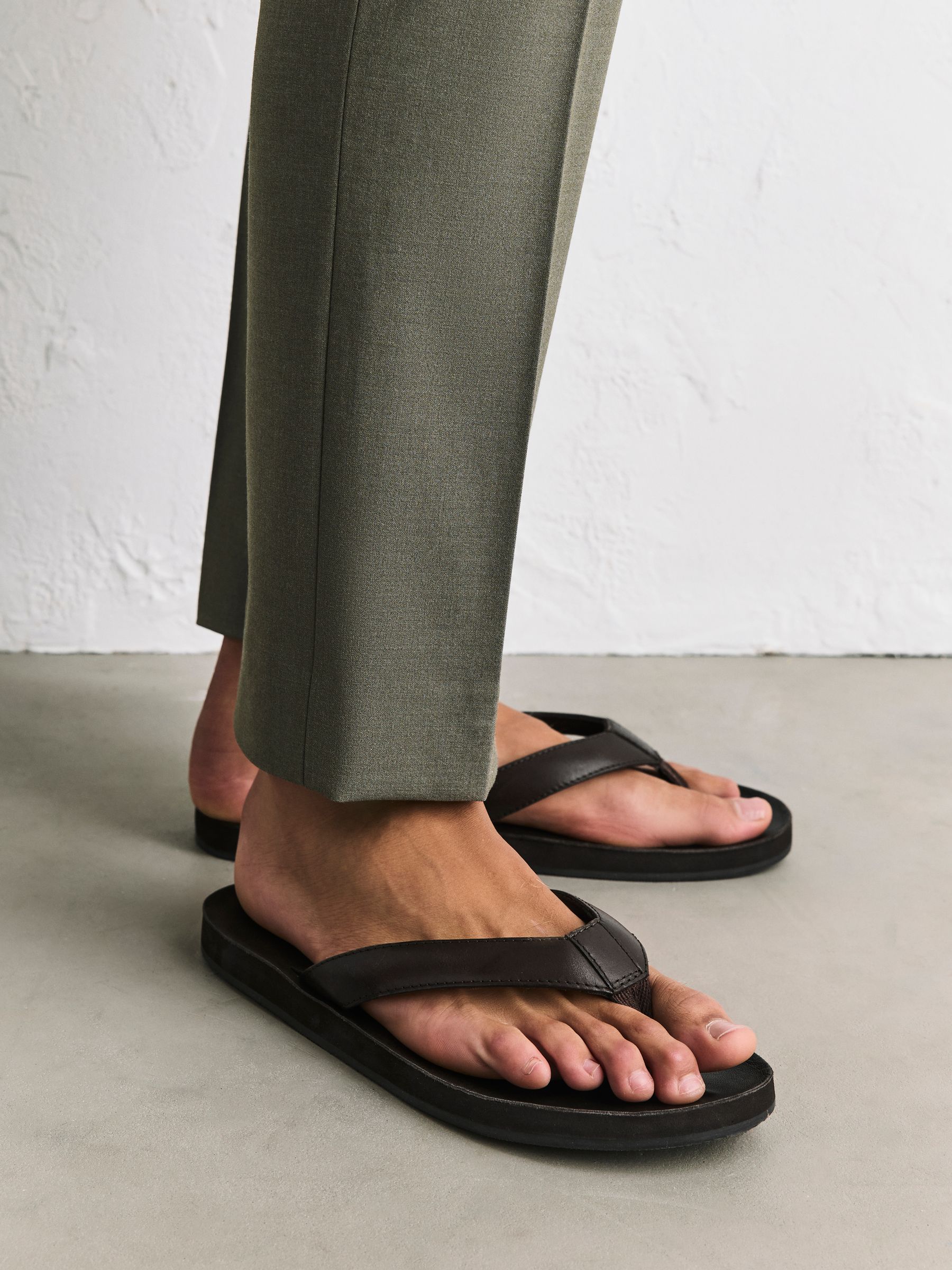Buy Brown Leather Flip Flops from Next USA