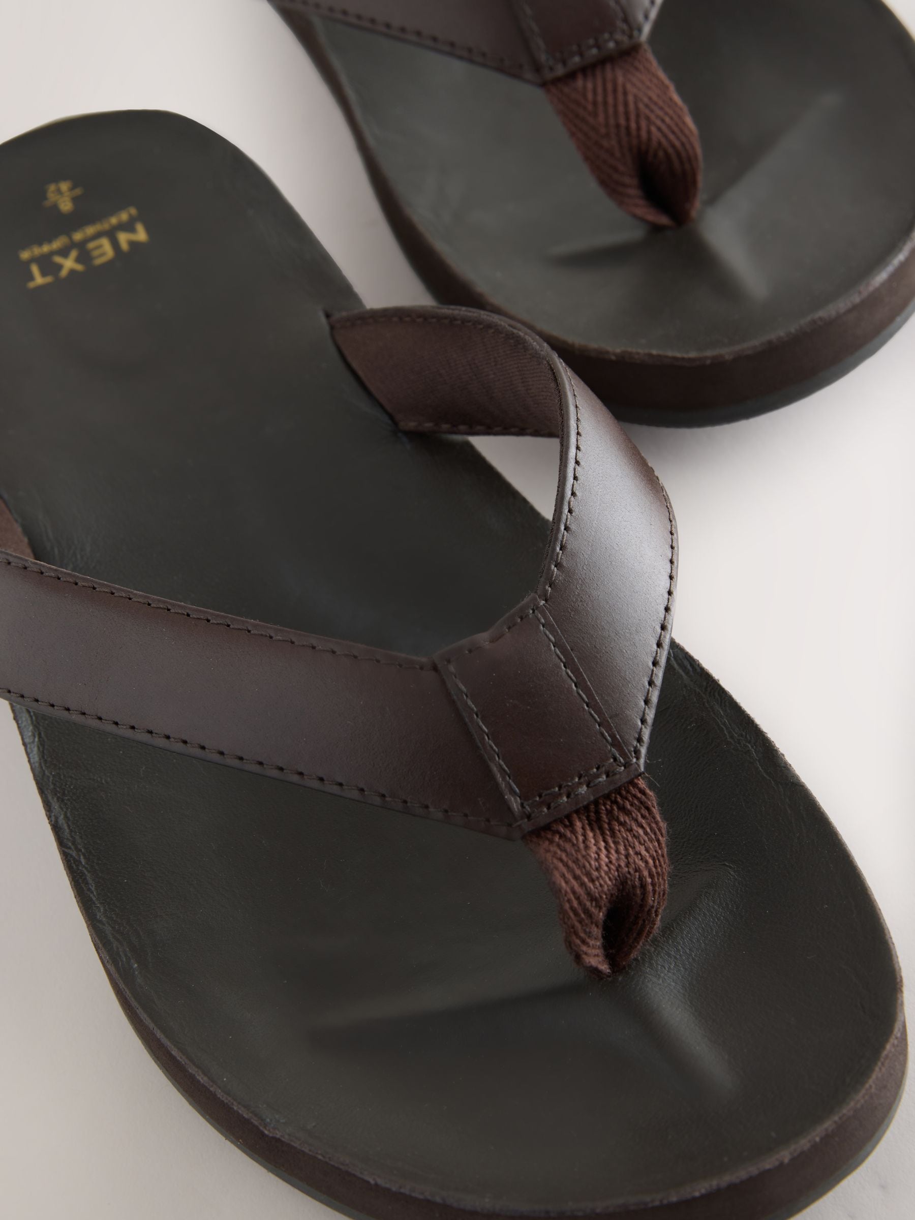 Buy Brown Leather Flip Flops from Next USA