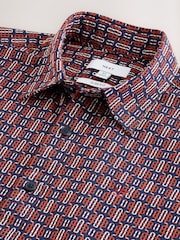 Navy Textured Embroidered Short Sleeve Shirt - Image 2 of 3