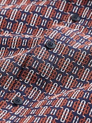 Navy Textured Embroidered Short Sleeve Shirt - Image 3 of 3