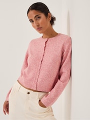 Monsoon Pink Sera Scallop Cardigan - Image 1 of 4