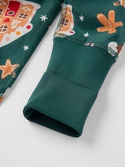 Polarn O. Pyret Green Heart Print Sleepsuit - Image 2 of 3
