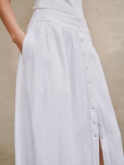 White N. Premium 100% Linen Midi Skirt - Image 5 of 8