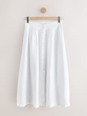 White N. Premium 100% Linen Midi Skirt - Image 6 of 8