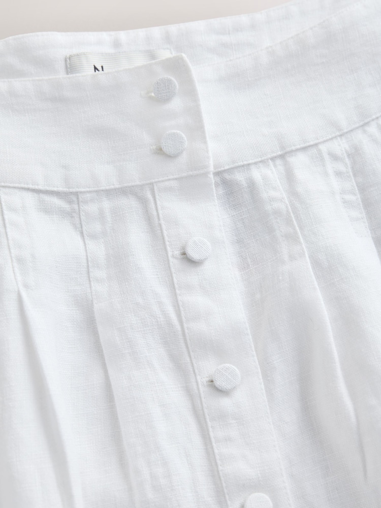 White N. Premium 100% Linen Midi Skirt - Image 8 of 8