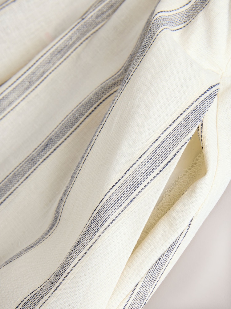 Ecru/Navy Blue Stripe N. Premium Linen Cotton Blend Maxi Skirt - Image 8 of 8