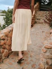 Ecru Belted Chiffon Maxi Skirt - Image 4 of 8