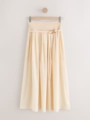 Ecru Belted Chiffon Maxi Skirt - Image 6 of 8