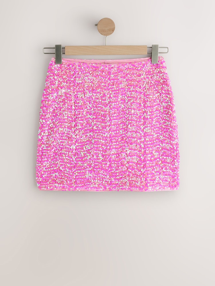 Pink Sequin Mini Skirt - Image 1 of 3