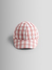JoJo Maman Bébé Light Pink Gingham Cap With Bow - Image 1 of 4