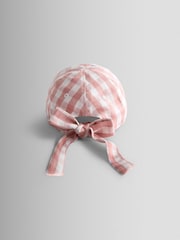 JoJo Maman Bébé Light Pink Gingham Cap With Bow - Image 3 of 4