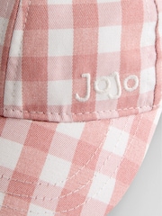 JoJo Maman Bébé Light Pink Gingham Cap With Bow - Image 4 of 4