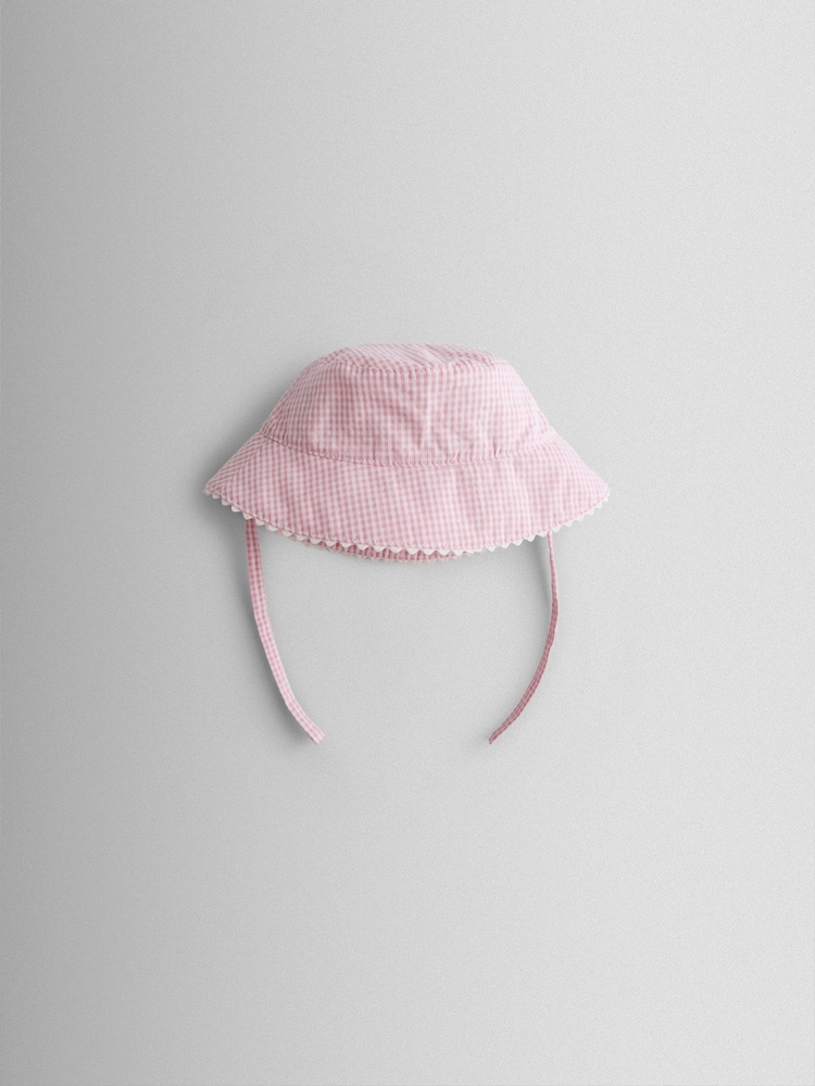 JoJo Maman Bébé Pink Gingham Floppy Sun Hat - Image 2 of 3