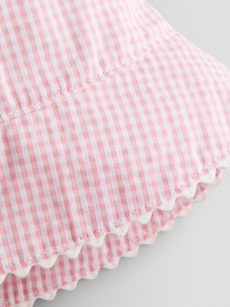 JoJo Maman Bébé Pink Gingham Floppy Sun Hat - Image 3 of 3