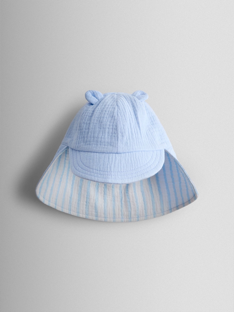 JoJo Maman Bébé Blue Cheesecloth Legionnaire Cap - Image 1 of 4