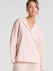 Hunkemoller Pink Poplin Cotton Pyjama Top - Image 1 of 5