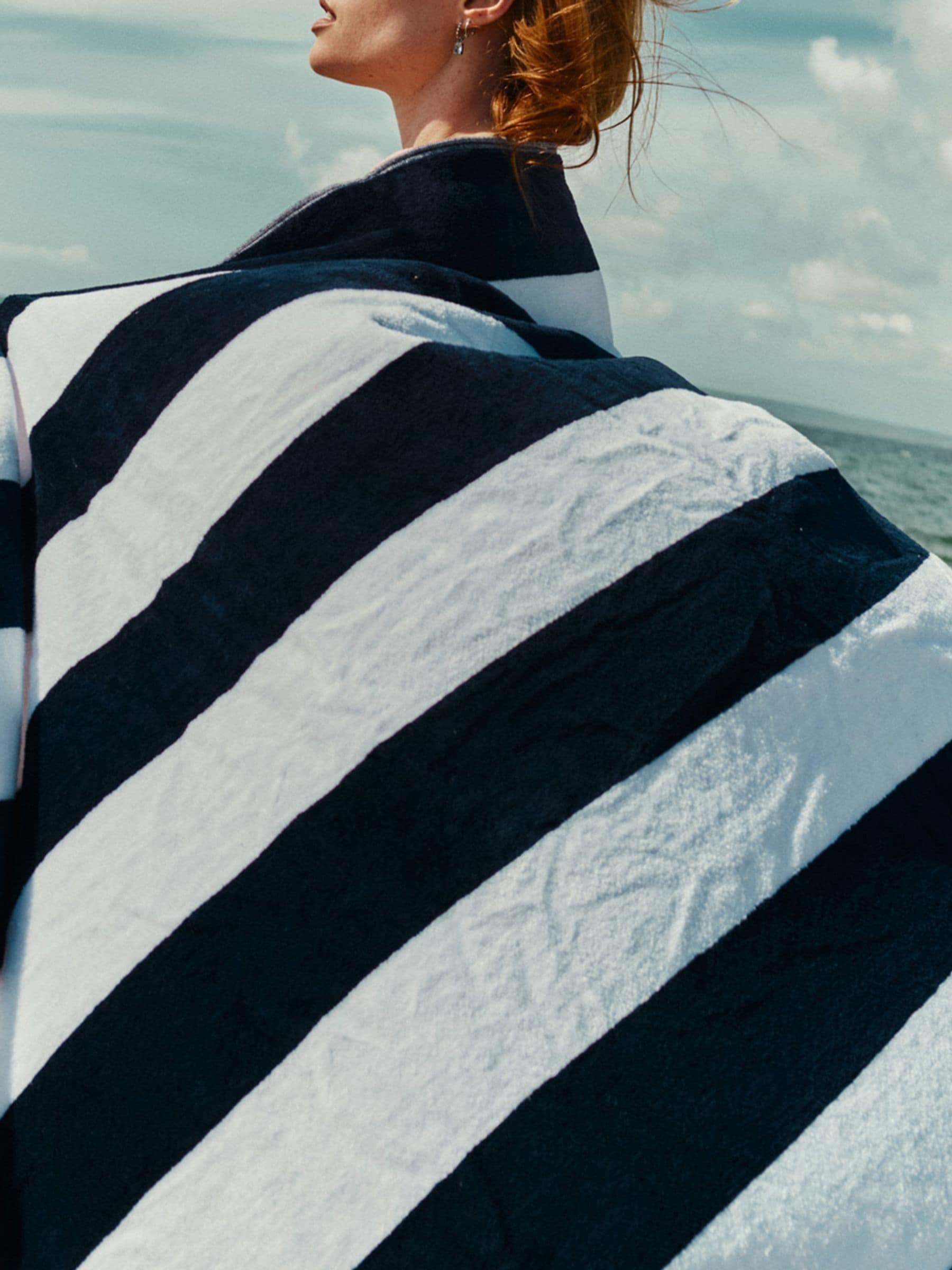 Buy Christy Navy Cabana Velour Striped Beach Towel from Next USA