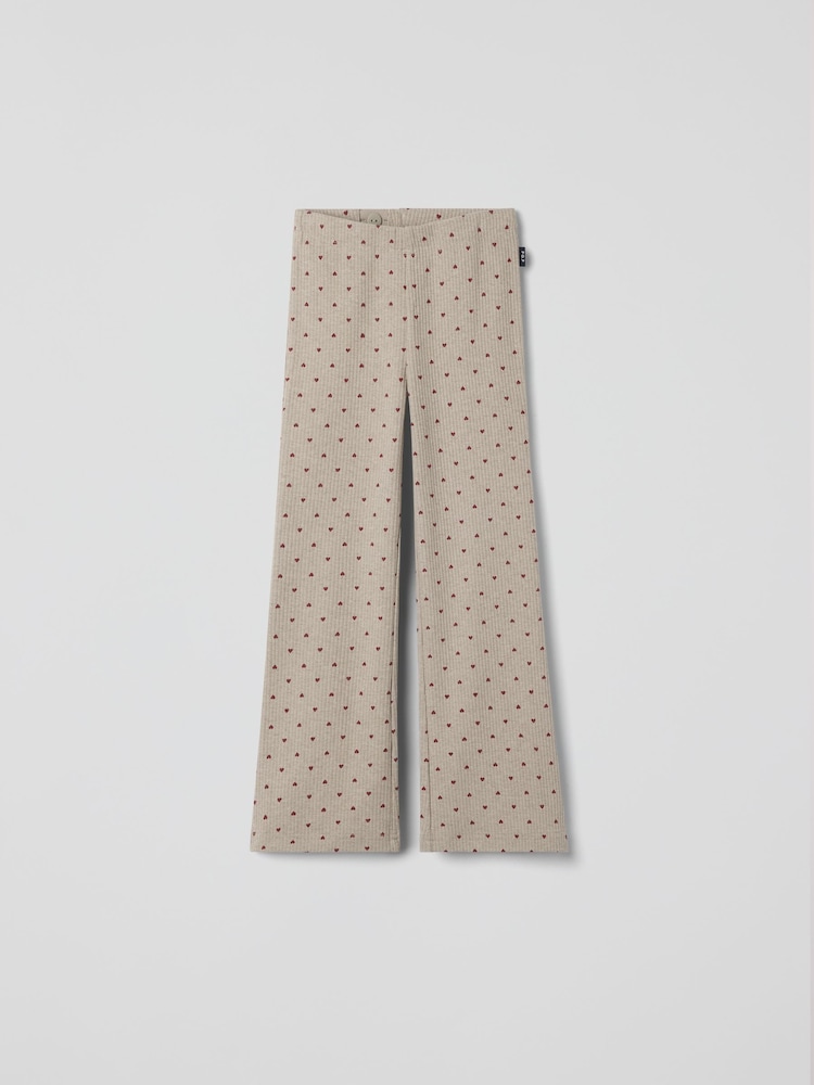 Polarn O. Pyret Cotton Ribbed Heart Print Flares Leggings - صورة 1 من 2 Polarn O. Pyret Cotton Ribbed Heart Print Flares Leggings - صورة 1 من 2