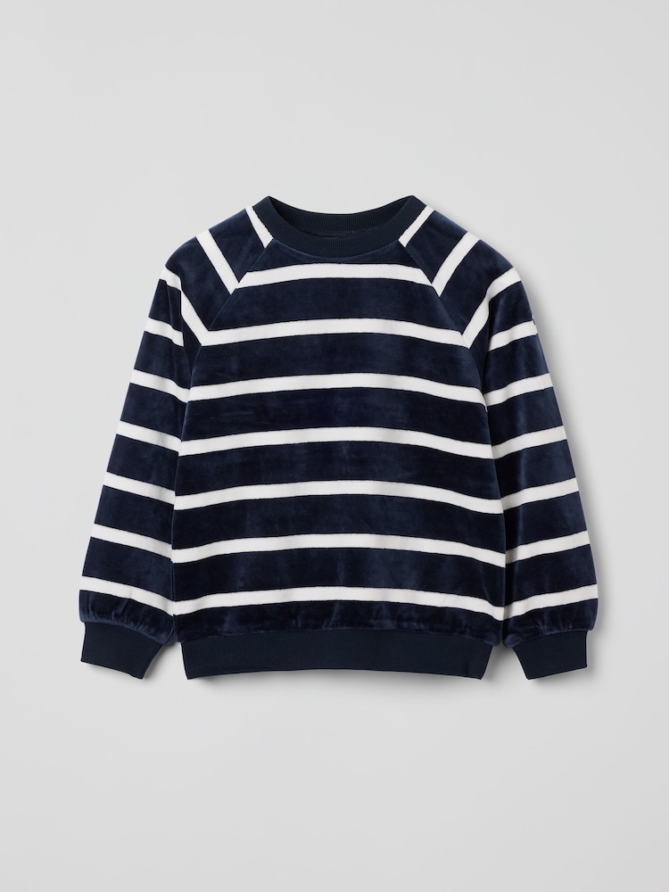 Polarn O. Pyret Blue Striped Velour Top - Image 1 of 2
