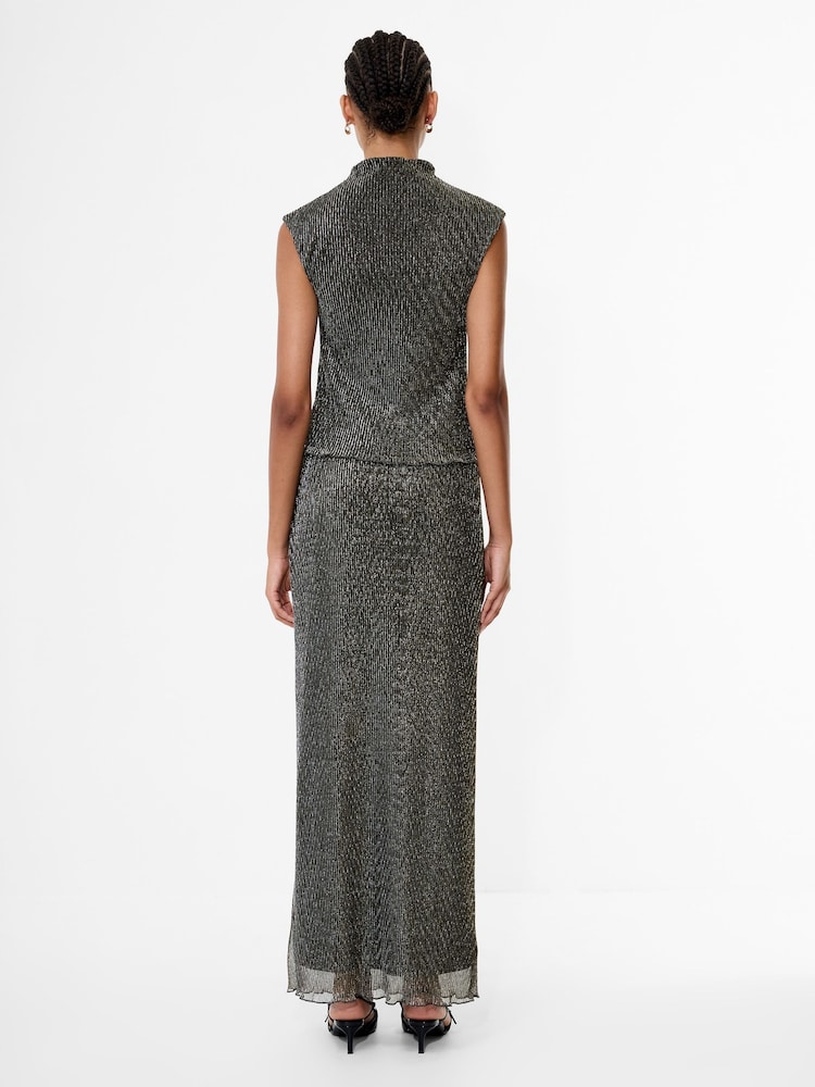 French Connection Black Tamy Lurex Plisse Sleeveless Top - Image 2 of 6 French Connection Black Tamy Lurex Plisse Sleeveless Top - Image 2 of 6