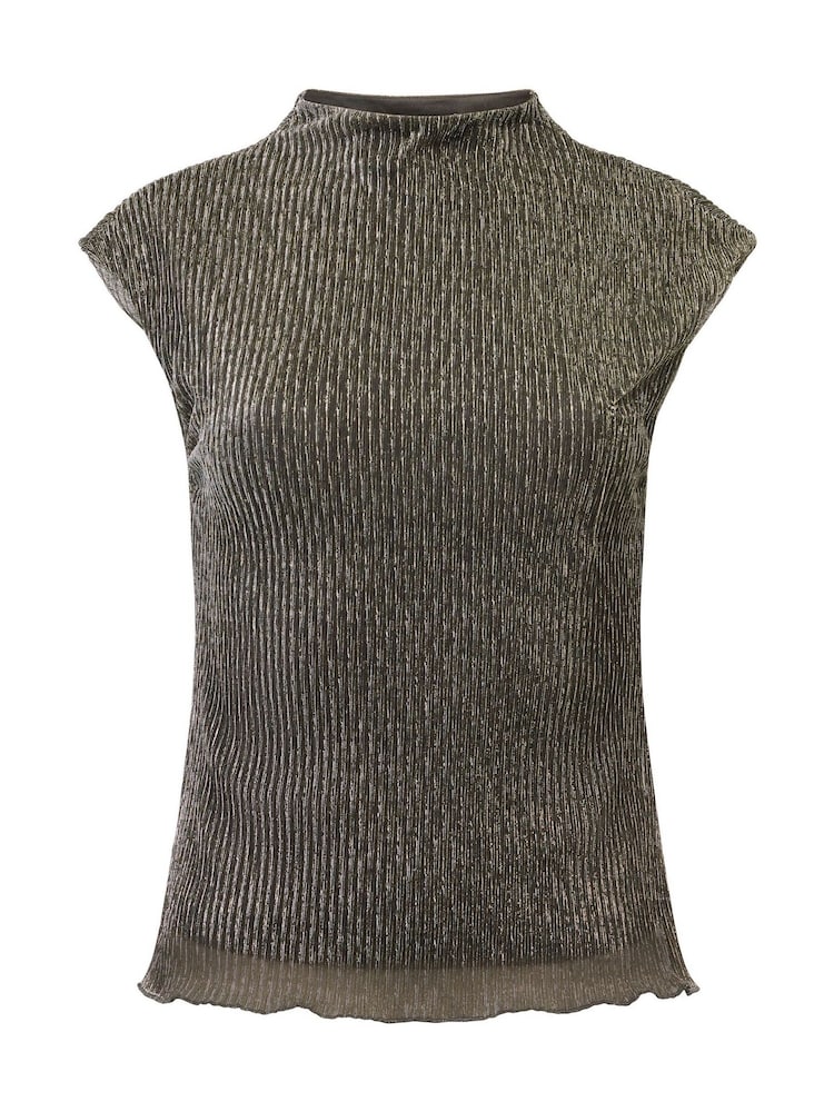 French Connection Black Tamy Lurex Plisse Sleeveless Top - Image 6 of 6 French Connection Black Tamy Lurex Plisse Sleeveless Top - Image 6 of 6