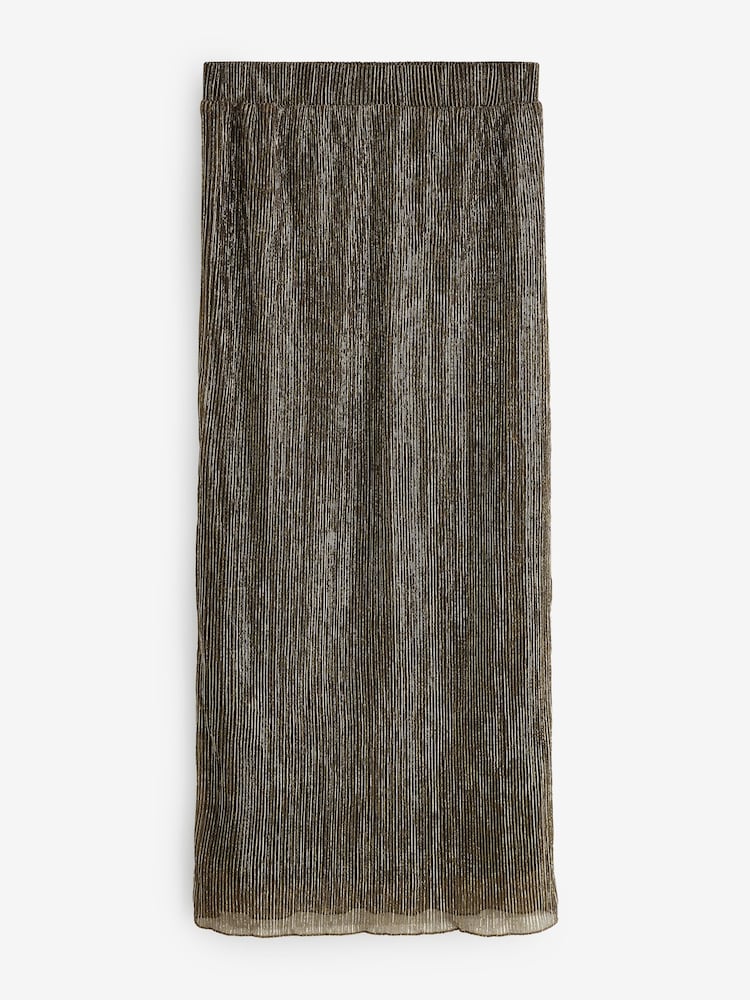 French Connection Black Tamy Lurex Plisse Midi Skirt - Image 1 of 1 French Connection Black Tamy Lurex Plisse Midi Skirt - Image 1 of 1