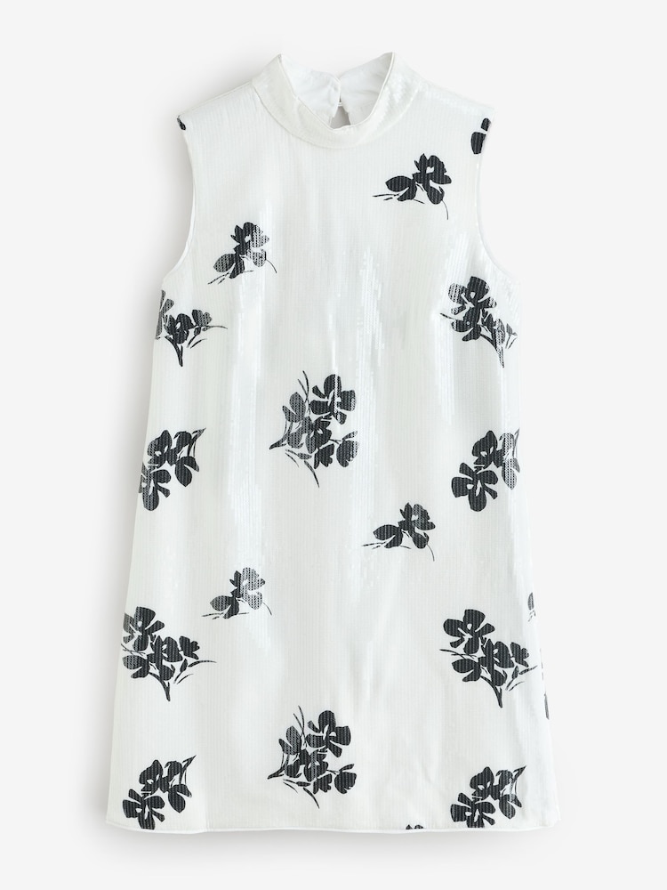 French Connection White Madeline Sequin Sleeveless Dress - Image 1 of 1