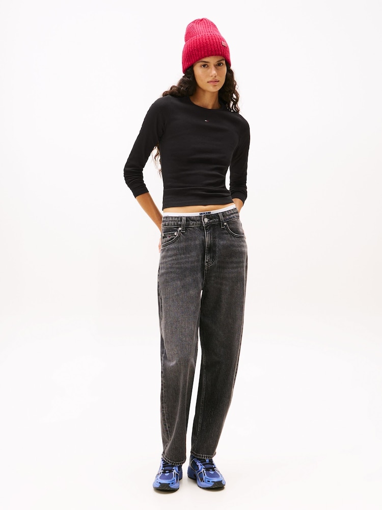 Tommy Jeans Black 2 Pack Logo Lond Sleeve T-Shirt - Image 2 of 5 Tommy Jeans Black 2 Pack Logo Lond Sleeve T-Shirt - Image 2 of 5