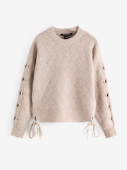 French Connection Grey Tina Cable Tie Jumper - Image 1 of 1