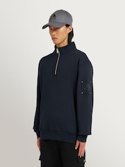 Moose Knuckles Blue Hartsfield 1/4 Zip Sweatshirt - Image 4 of 7