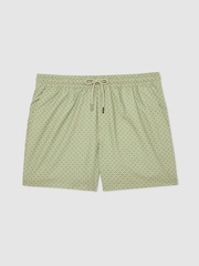 Reiss Sage Green Orient Geometric-Print Swim Shorts - Image 2 of 6