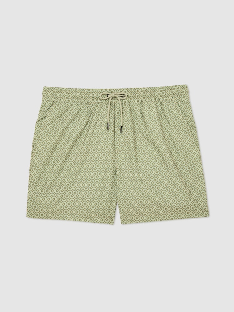 Reiss Sage Green Orient Geometric-Print Swim Shorts - Image 2 of 6 Reiss Sage Green Orient Geometric-Print Swim Shorts - Image 2 of 6