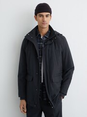 Reiss Navy Lord Hooded Zip-Through Padded Coat - Image 1 of 6