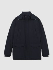 Reiss Navy Lord Hooded Zip-Through Padded Coat - Image 2 of 6