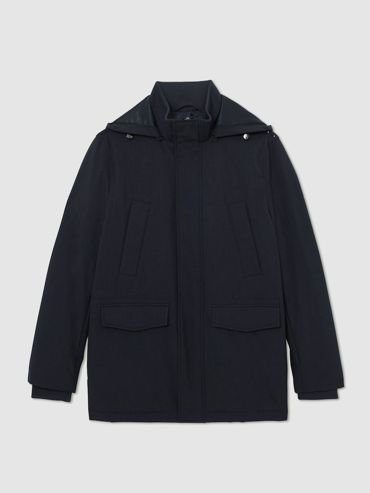 Reiss Navy Lord Hooded Zip-Through Padded Coat - Image 2 of 6
