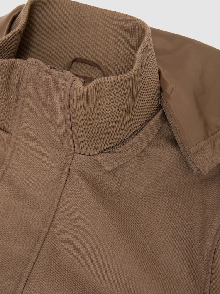 Reiss Light Brown Lord Hooded Zip-Through Padded Coat - Image 6 of 6