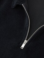 Reiss Navy Blue Bert 9-13 yrs Corduroy Half-Zip Polo Shirt - Image 4 of 4