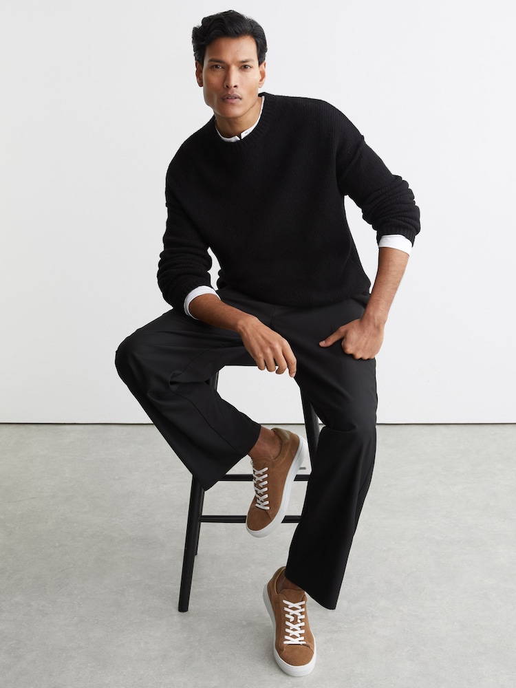 Reiss Camel Brown Finley Suede Suede Low-Top Trainers - Image 6 of 6