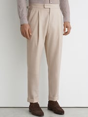 Reiss Stone Belmont Tailored-Fit Textured Suit Trousers With Wool - Image 1 of 6