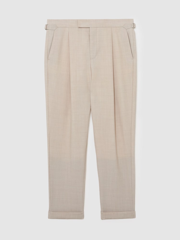 Reiss Stone Belmont Tailored-Fit Textured Suit Trousers With Wool - Image 2 of 6